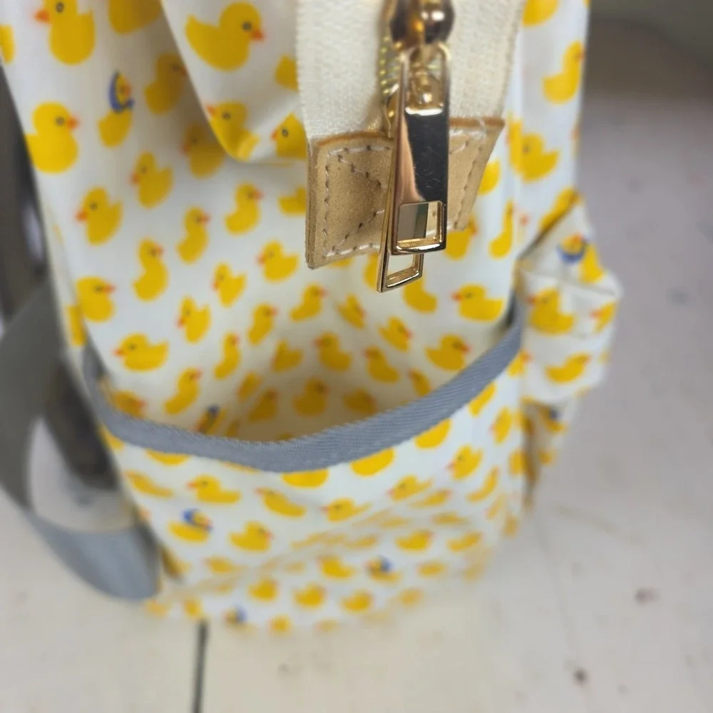 Yellow Rubber Duck Print Washable Waterproof Backpack Diaper Bag Travel - Picture 6 of 15